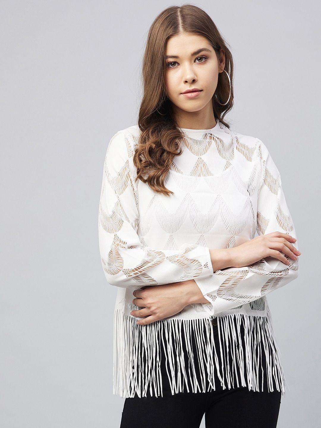 stylestone white fringed lace top