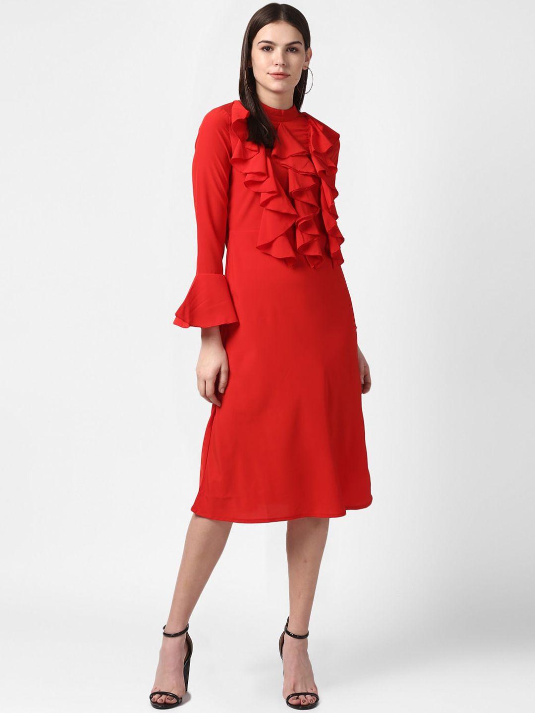 stylestone woman red ruffle bell sleeve dress