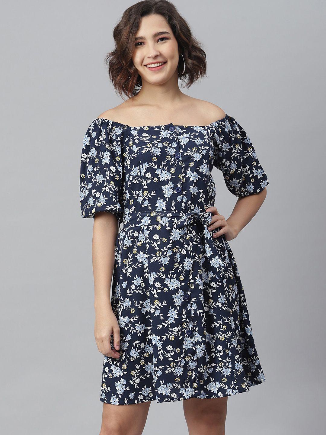 stylestone women blue printed a-line dress