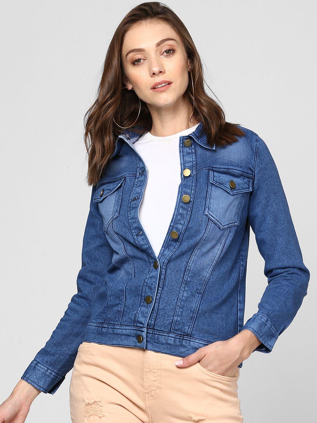 stylestone women blue solid denim jacket