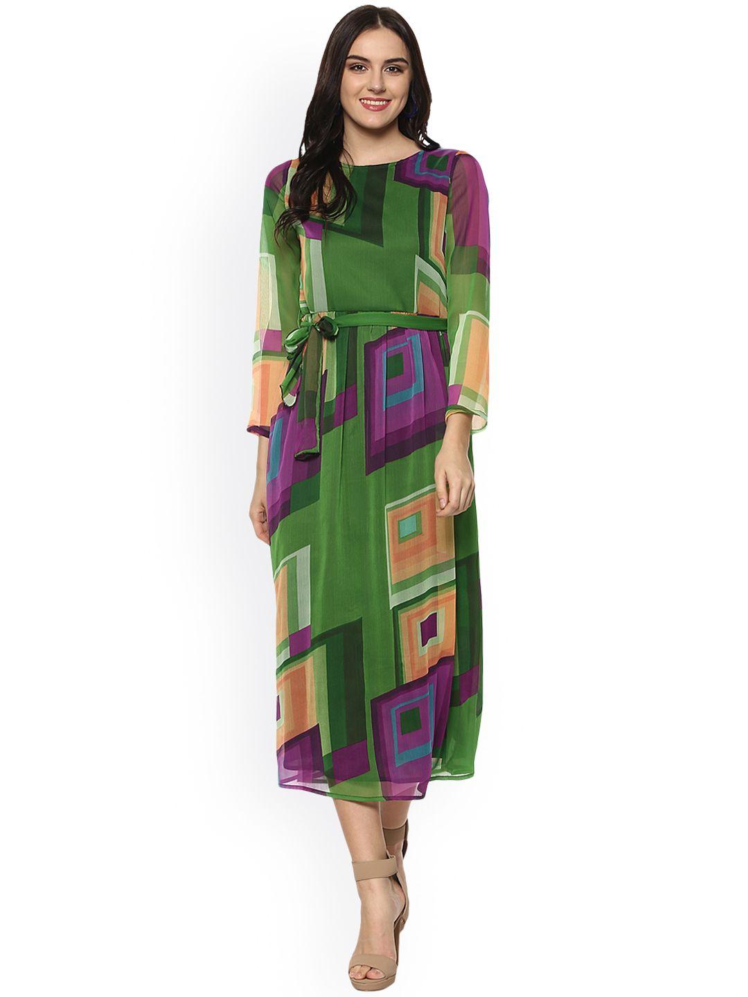 stylestone women green printed maxi dress