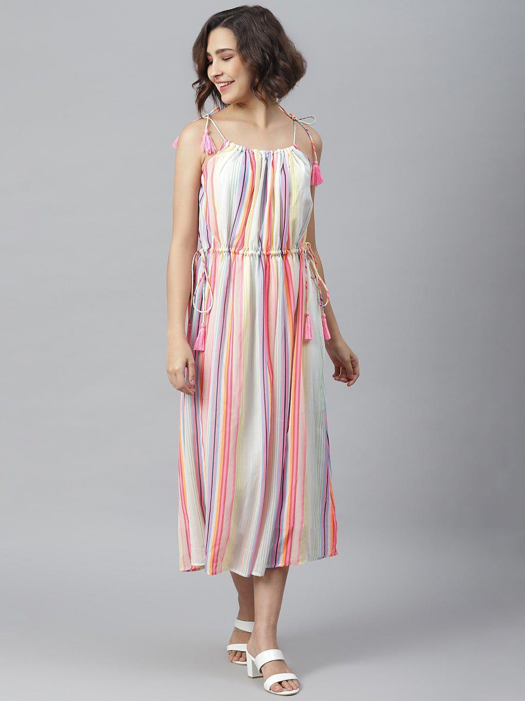 stylestone women multicoloured striped a-line dress