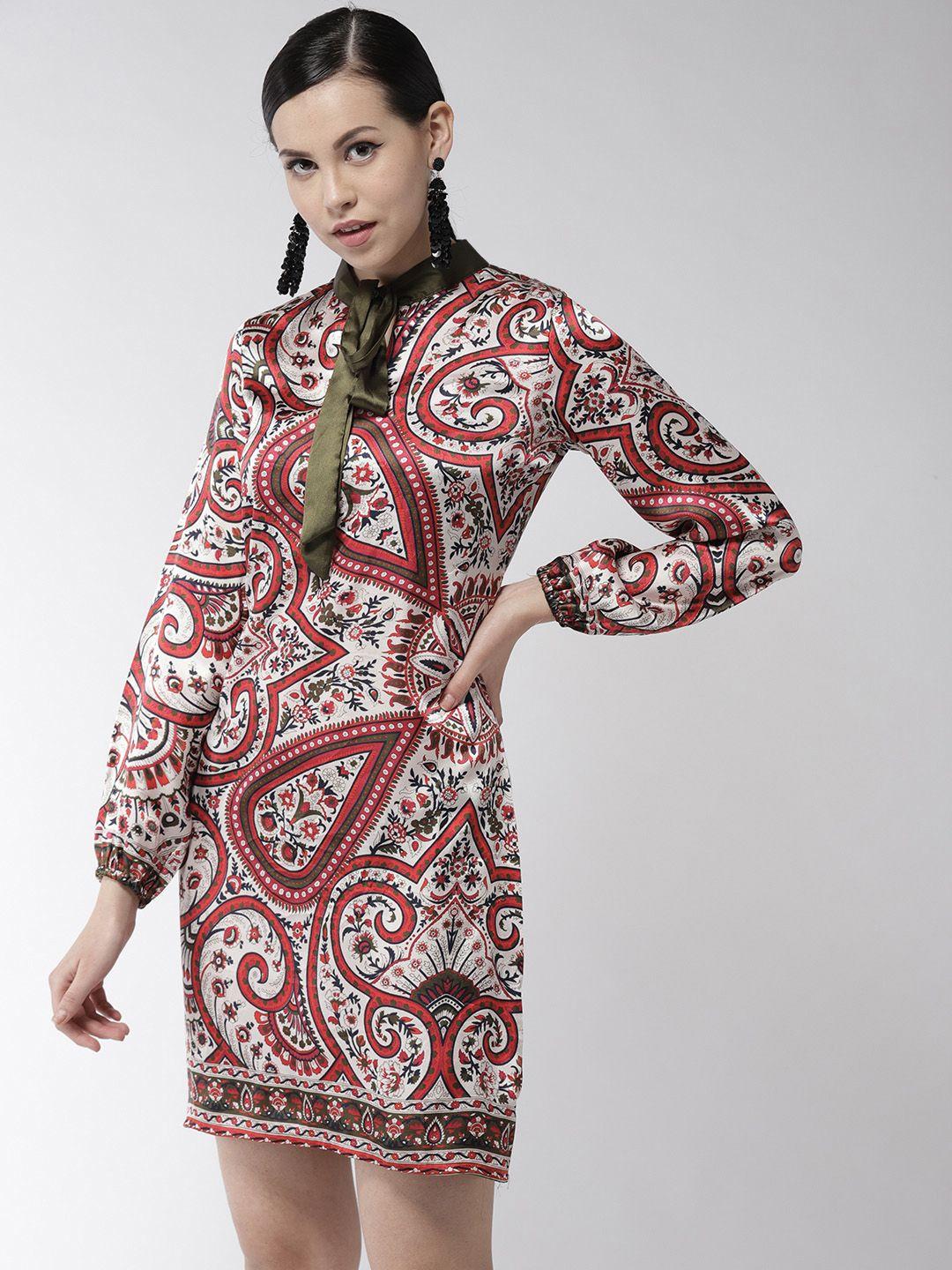 stylestone women red & white printed sheath dress