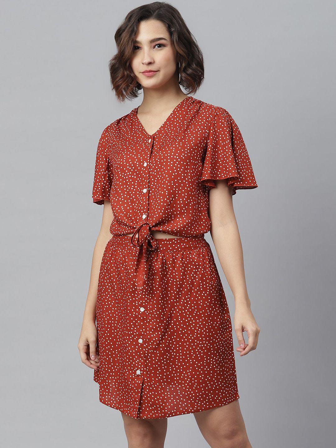 stylestone women rust printed shirt dress