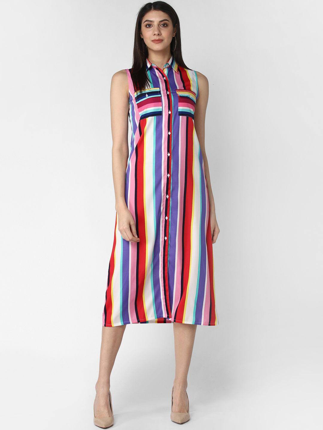 stylestone women white & red striped shirt dress