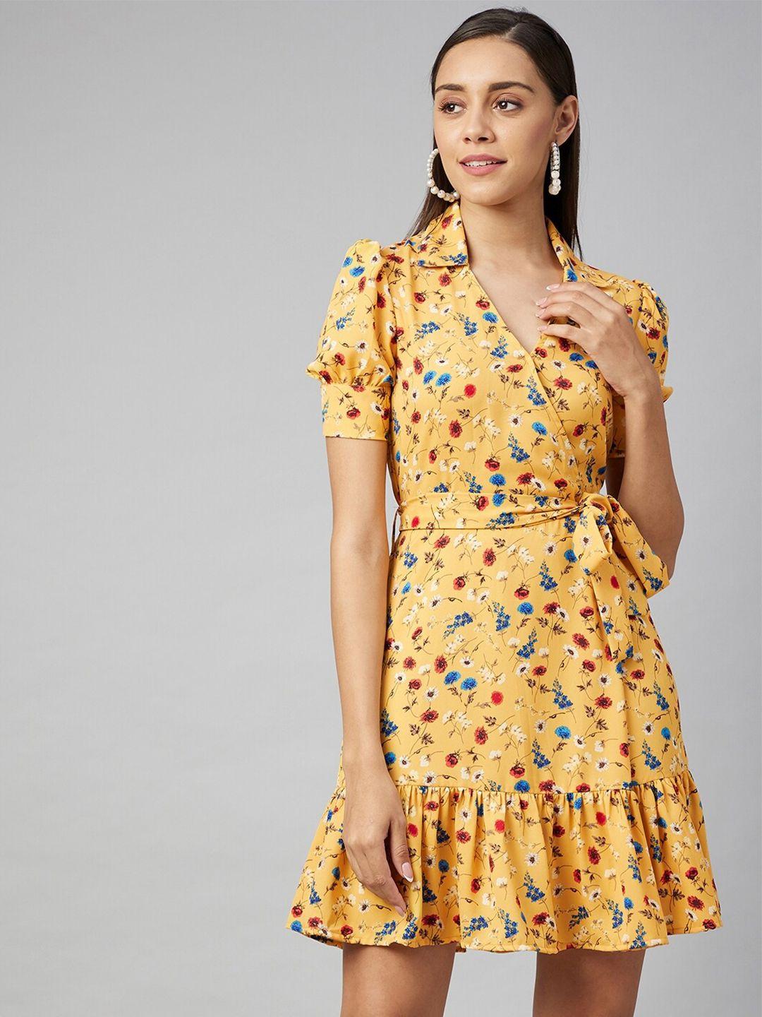 stylestone yellow floral crepe dress