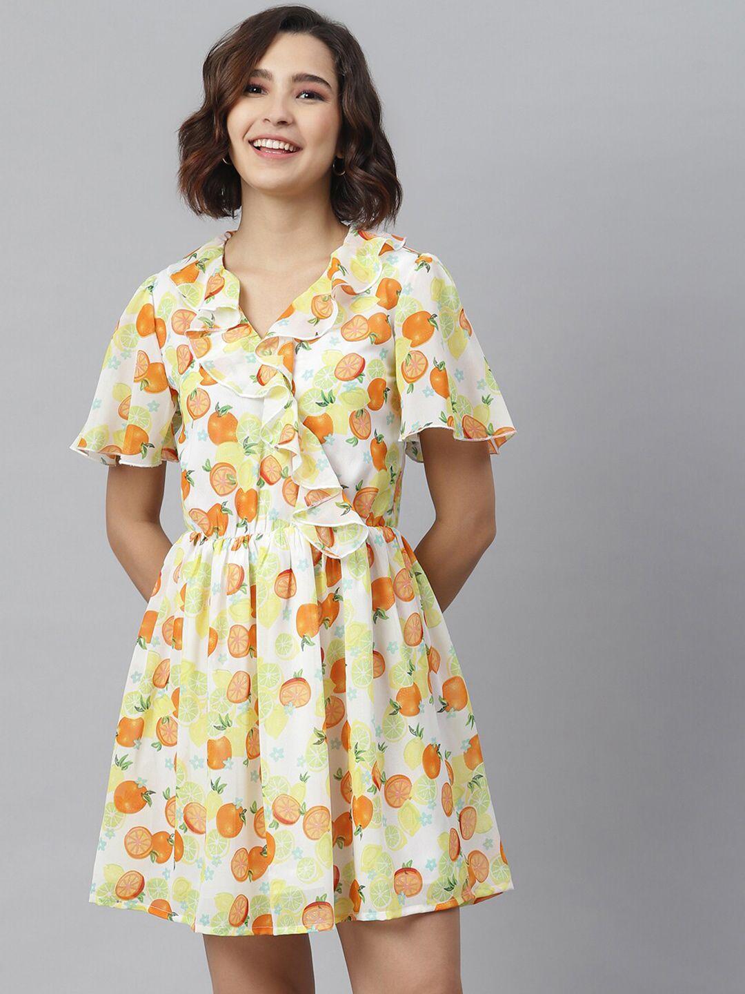 stylestone yellow floral georgette dress