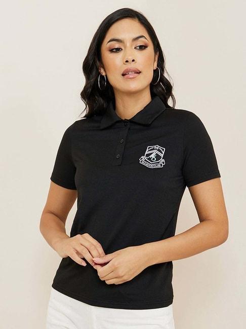 styli black embroidered t-shirt