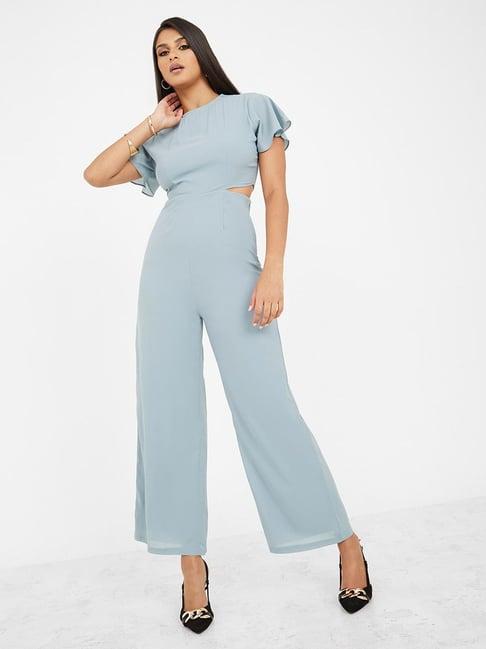 styli frill sleeve jumpsuit with cut-out detail