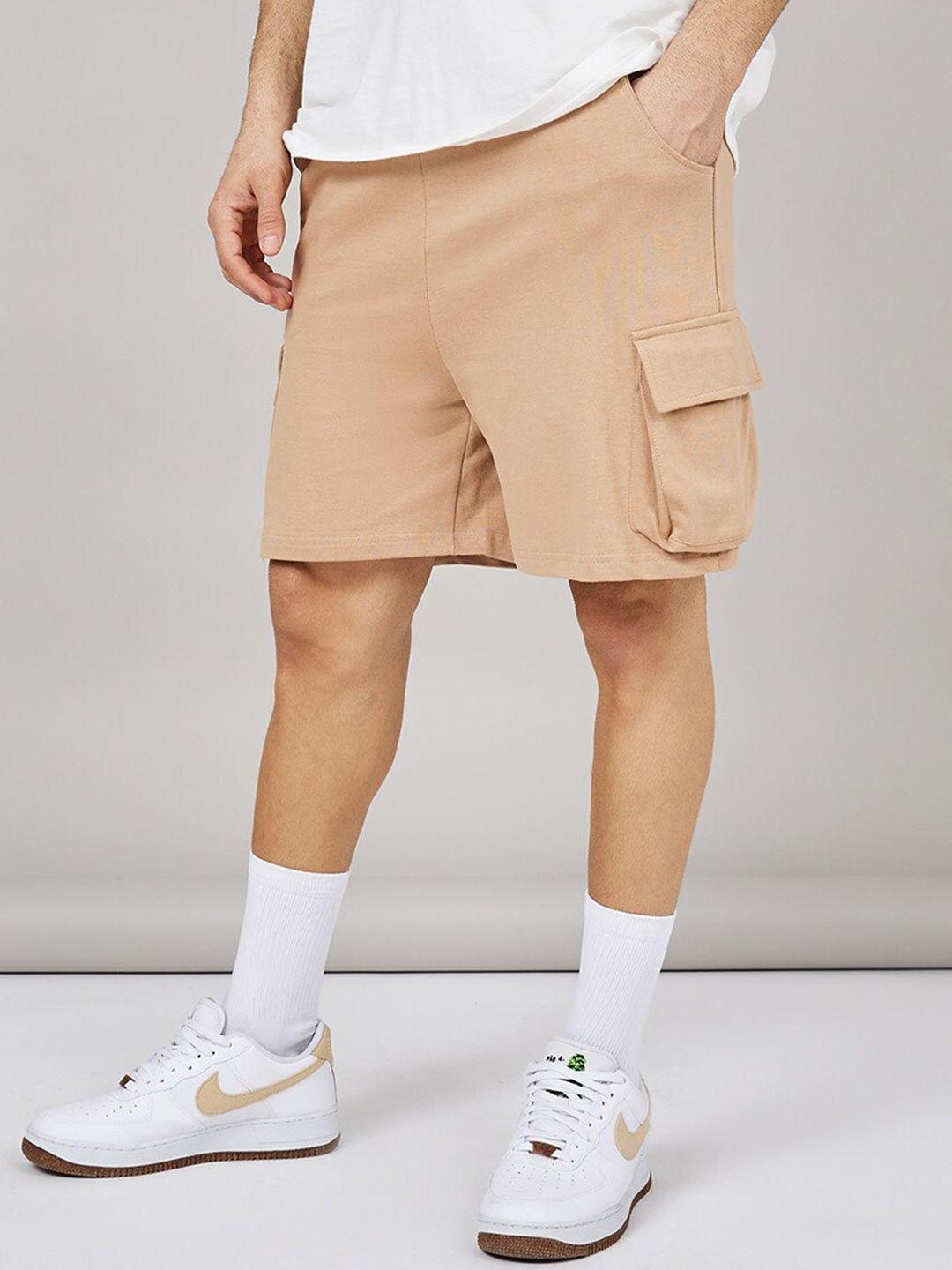 styli men cotton terry relaxed fit cargo shorts