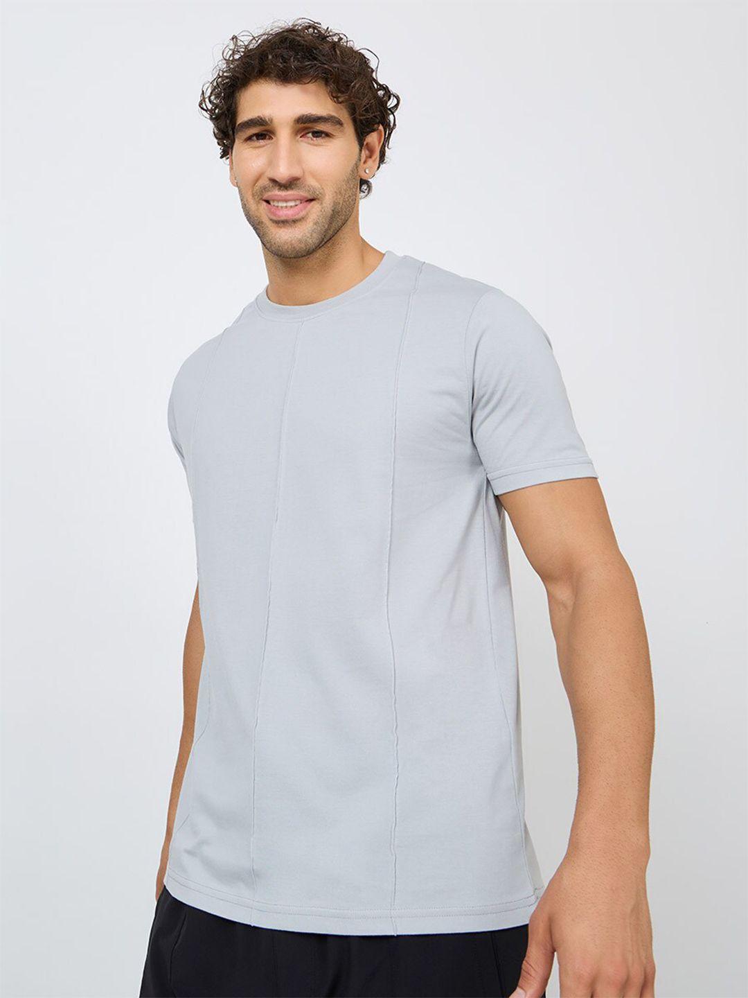 styli men grey hooded monochrome pockets t-shirt