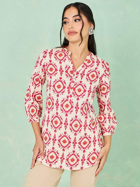 styli off-white & red printed tunic
