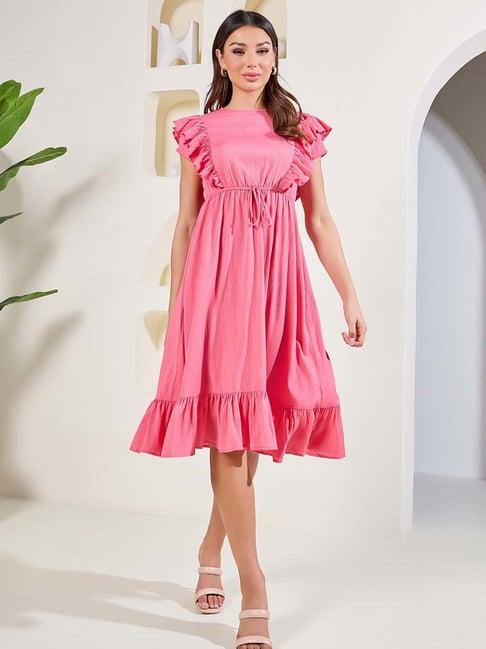 styli pink regular fit blouson dress