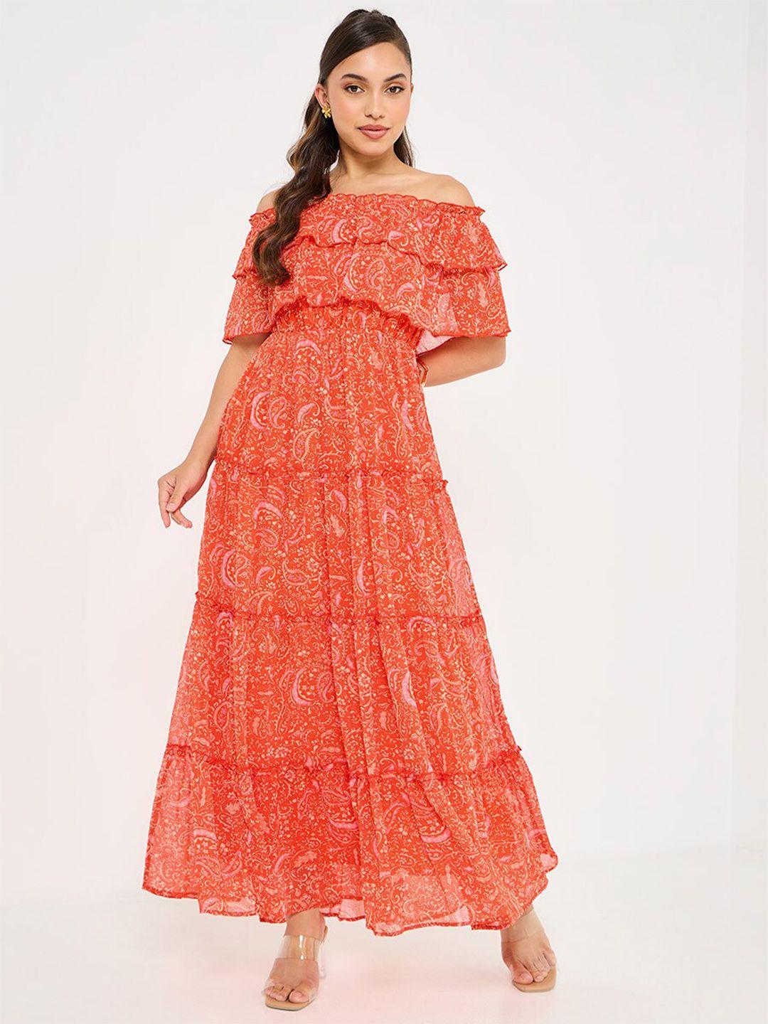 styli-printed-off-shoulder-tired-maxi-dress