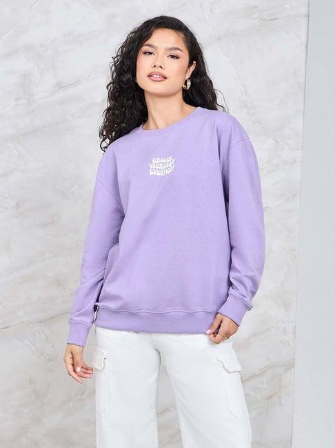 styli purple cotton printed sweatshirt