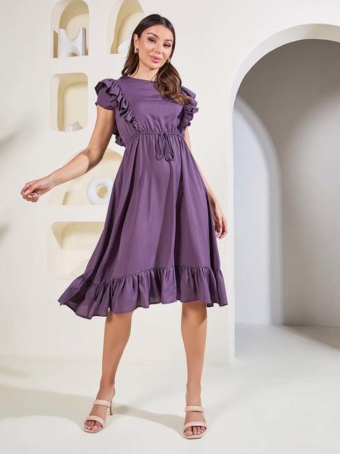 styli purple regular fit blouson dress