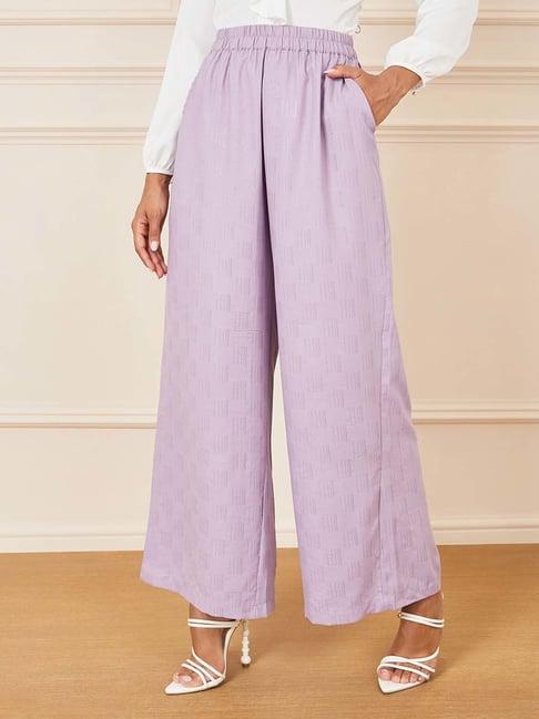 styli purple textured pattern flared pants