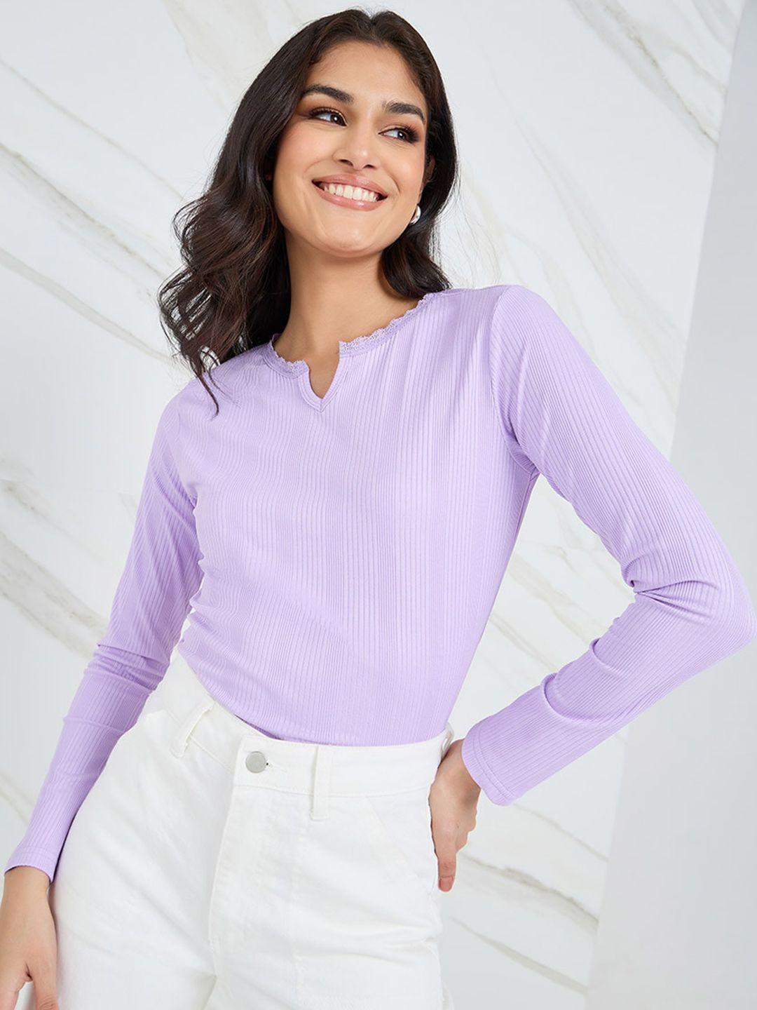 styli striped ribbed long sleeves top