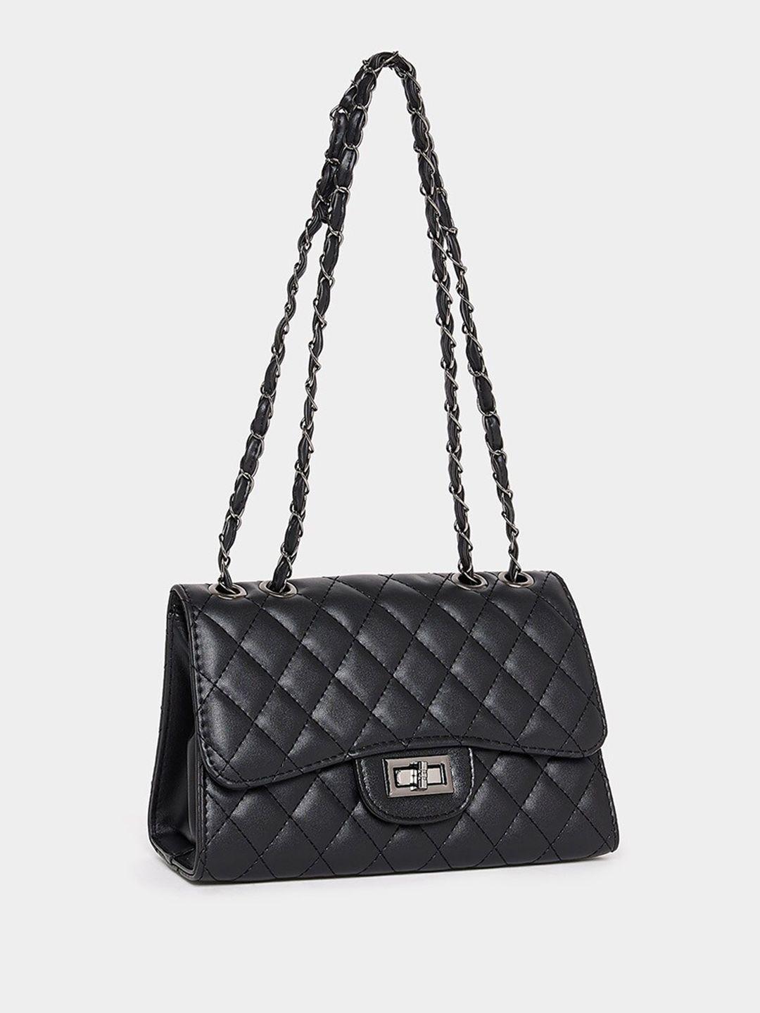 styli textured structured satchel bag with quilted