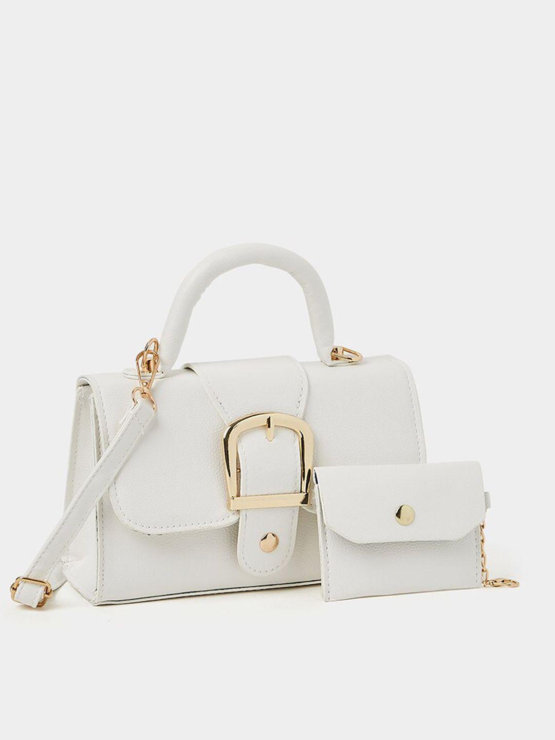styli white pu structured satchel with pouch