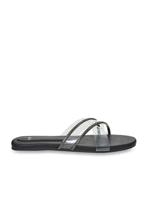 styli women's black cross strap sandals