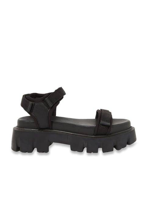 styli women's black floater sandals