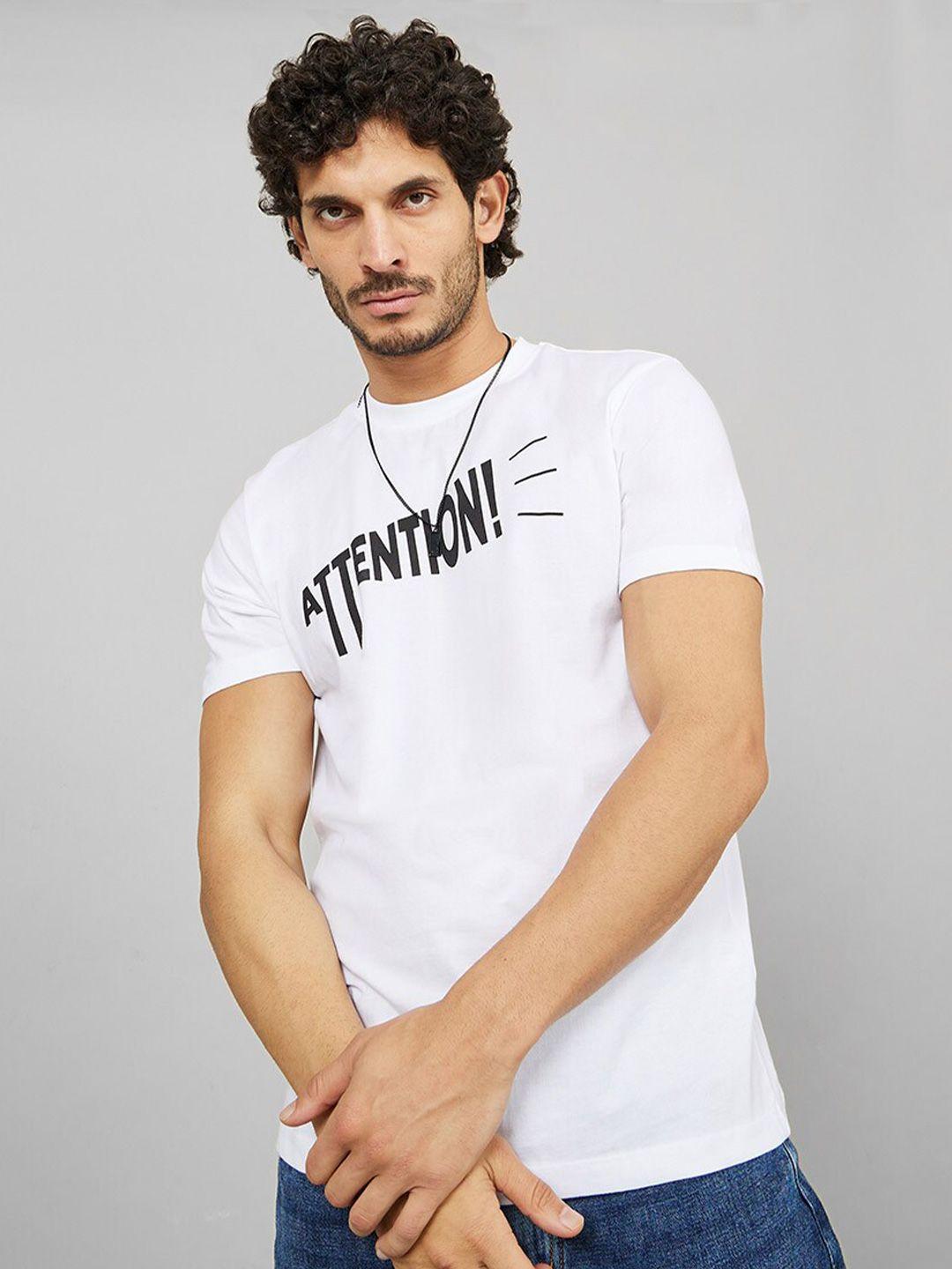 styli attention slogan printed pure cotton t-shirt