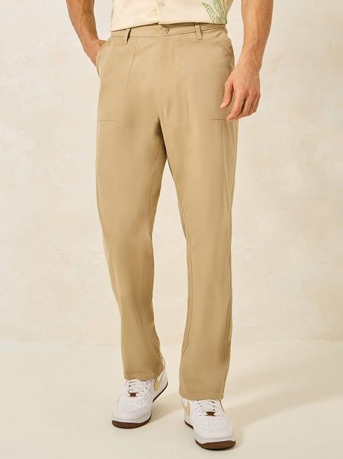 styli beige relaxed fit chinos