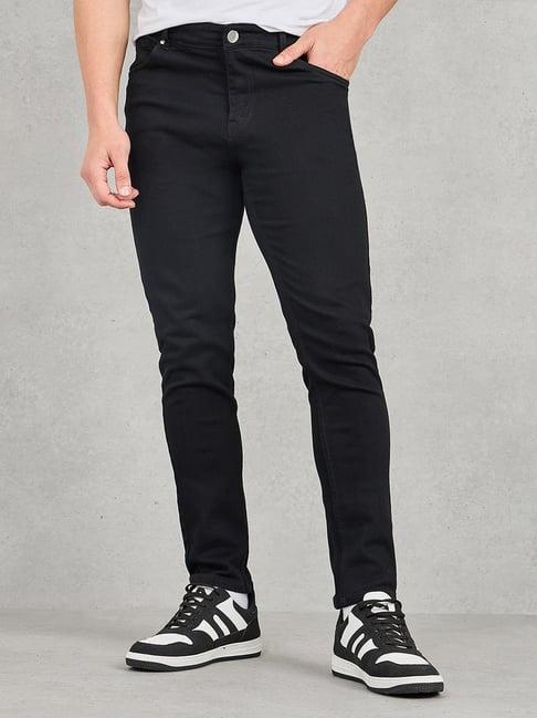 styli black cotton skinny fit jeans