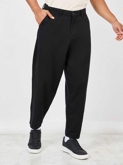 styli black loose fit chino trousers