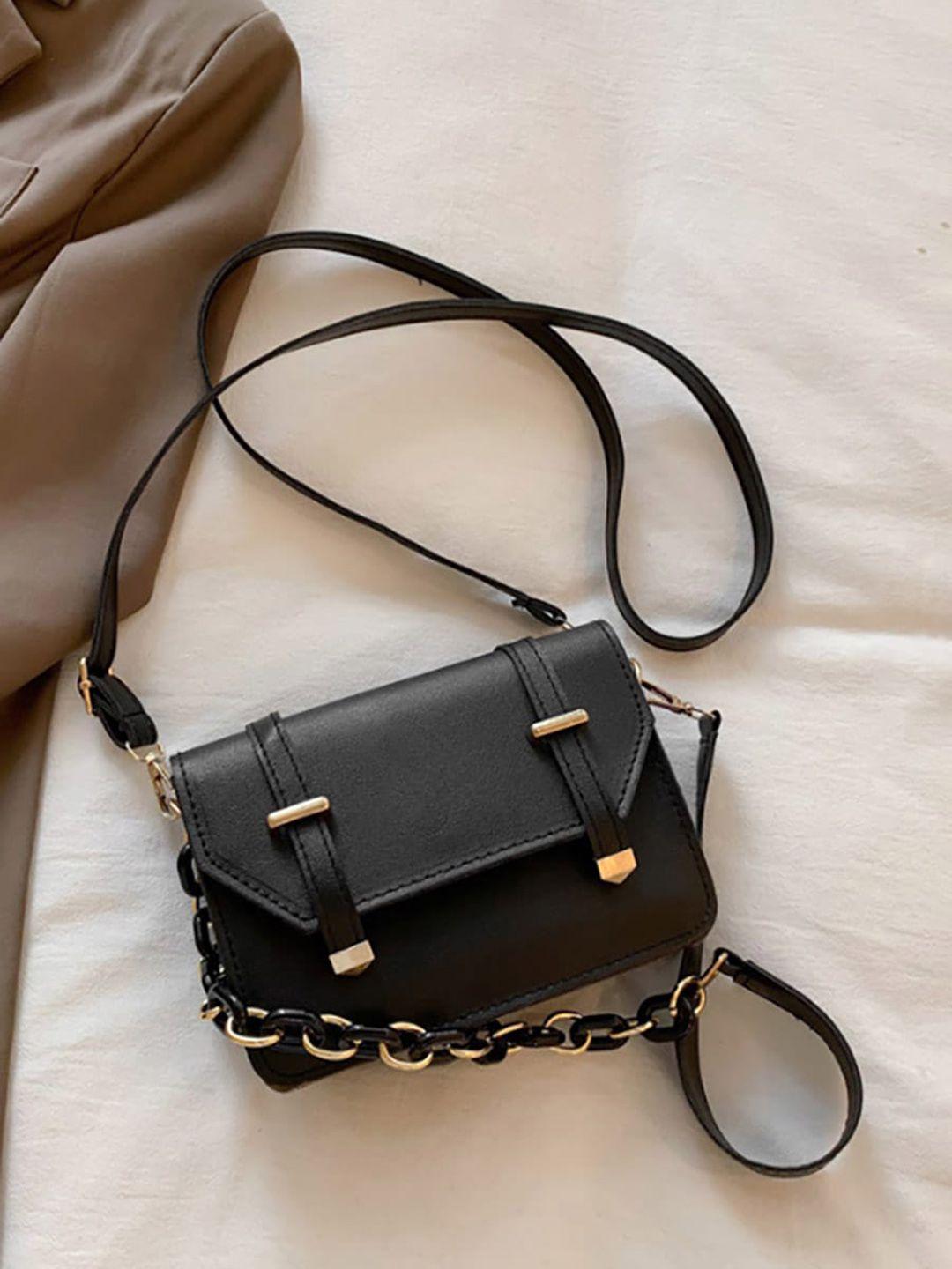 styli black pu structured sling bag