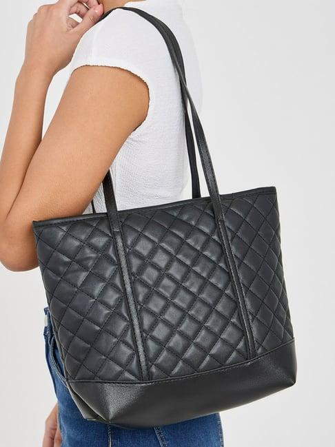 styli black quilted tote bag