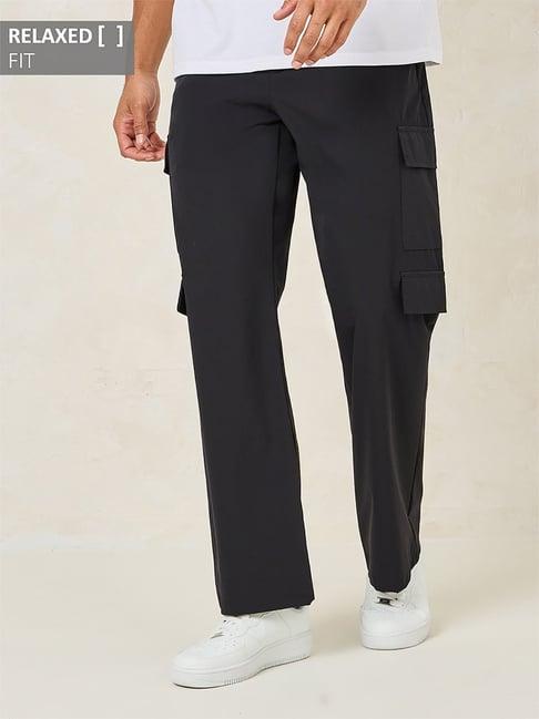 styli black regular fit cargo trousers