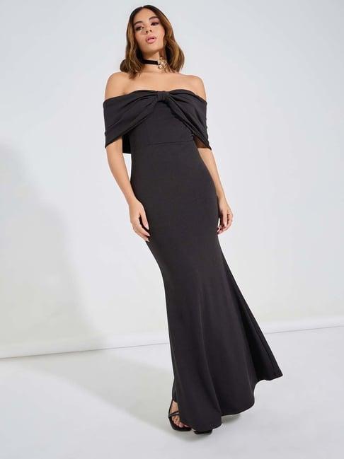 styli black regular fit maxi dress