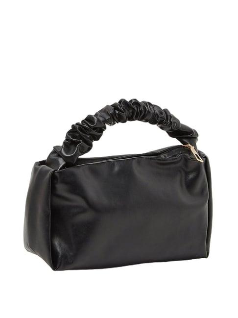 styli black ruched handle handbag