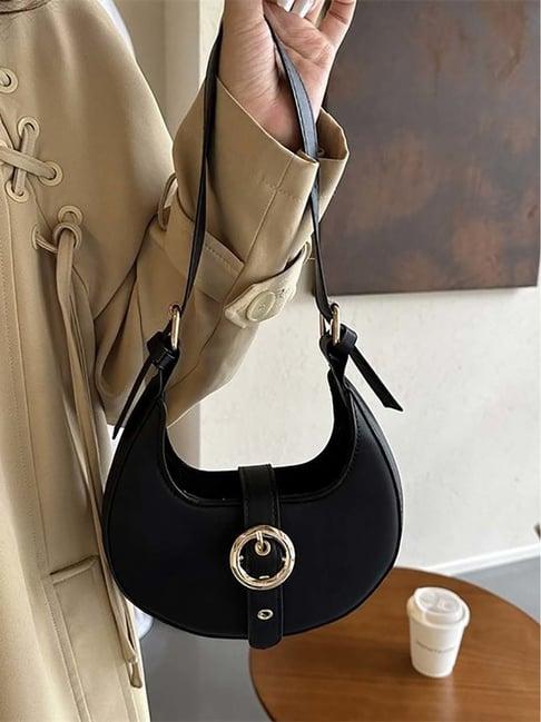 styli black solid hobo handbag