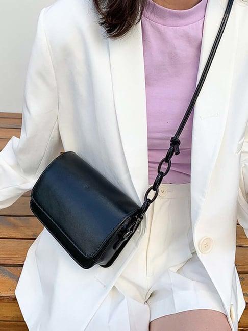 styli black solid sling handbag