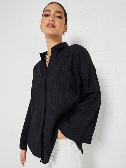 styli black striped shirt