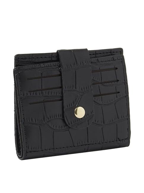 styli black textured wallet for women