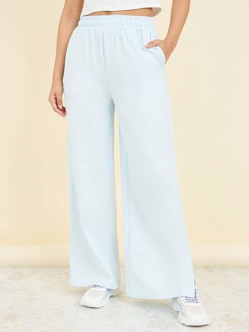 styli blue cotton flared pants