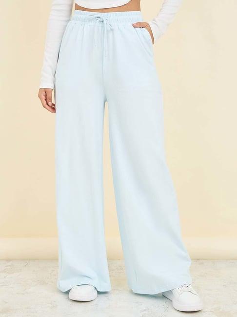 styli blue cotton flared pants