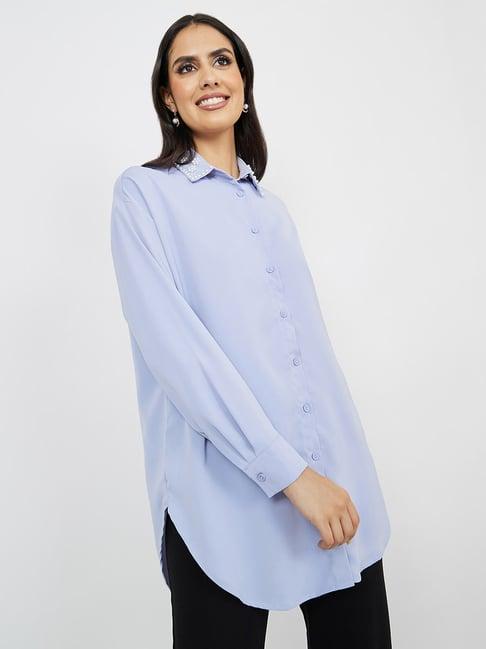 styli blue regular fit shirt