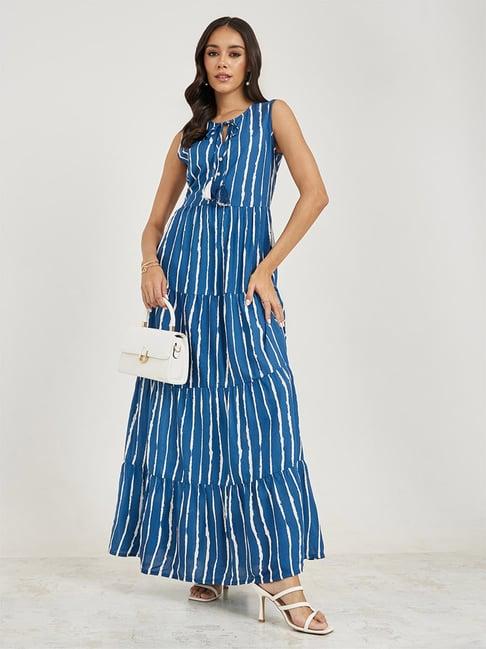 styli blue stripes maxi dress