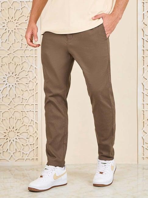 styli brown relaxed fit drawstring trousers