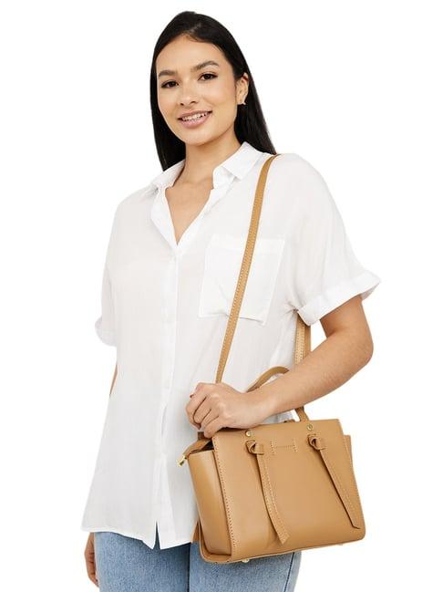 styli brown solid handbag