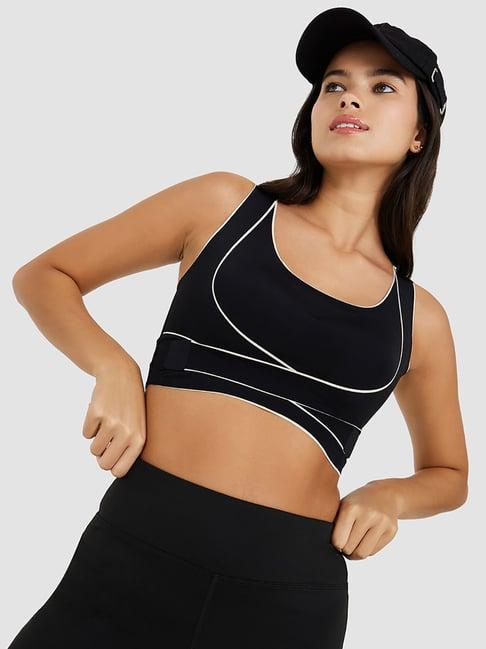 styli contrast piping detail back cut out sports bra