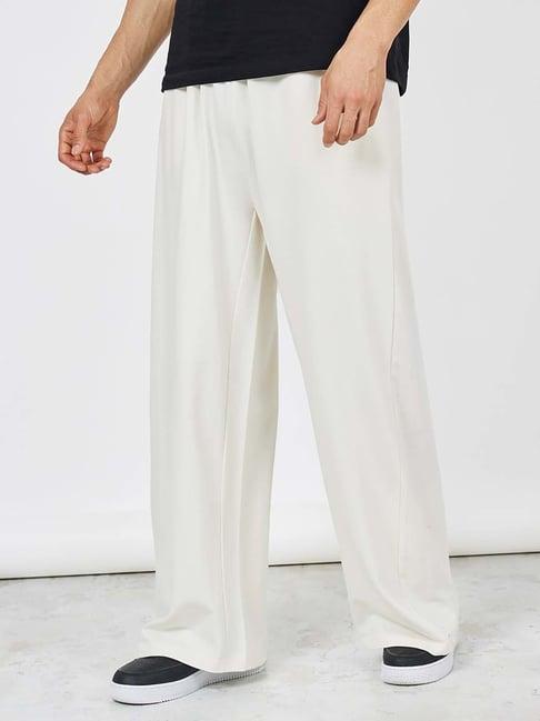 styli cream flare fit trackpants