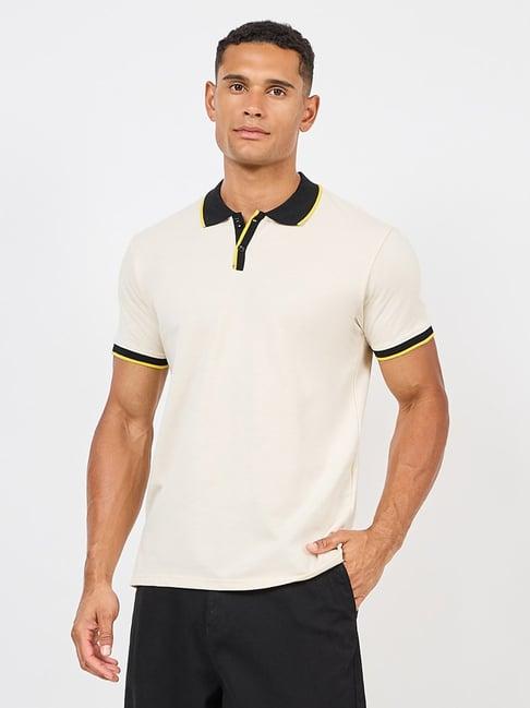 styli cream regular fit polo t-shirt