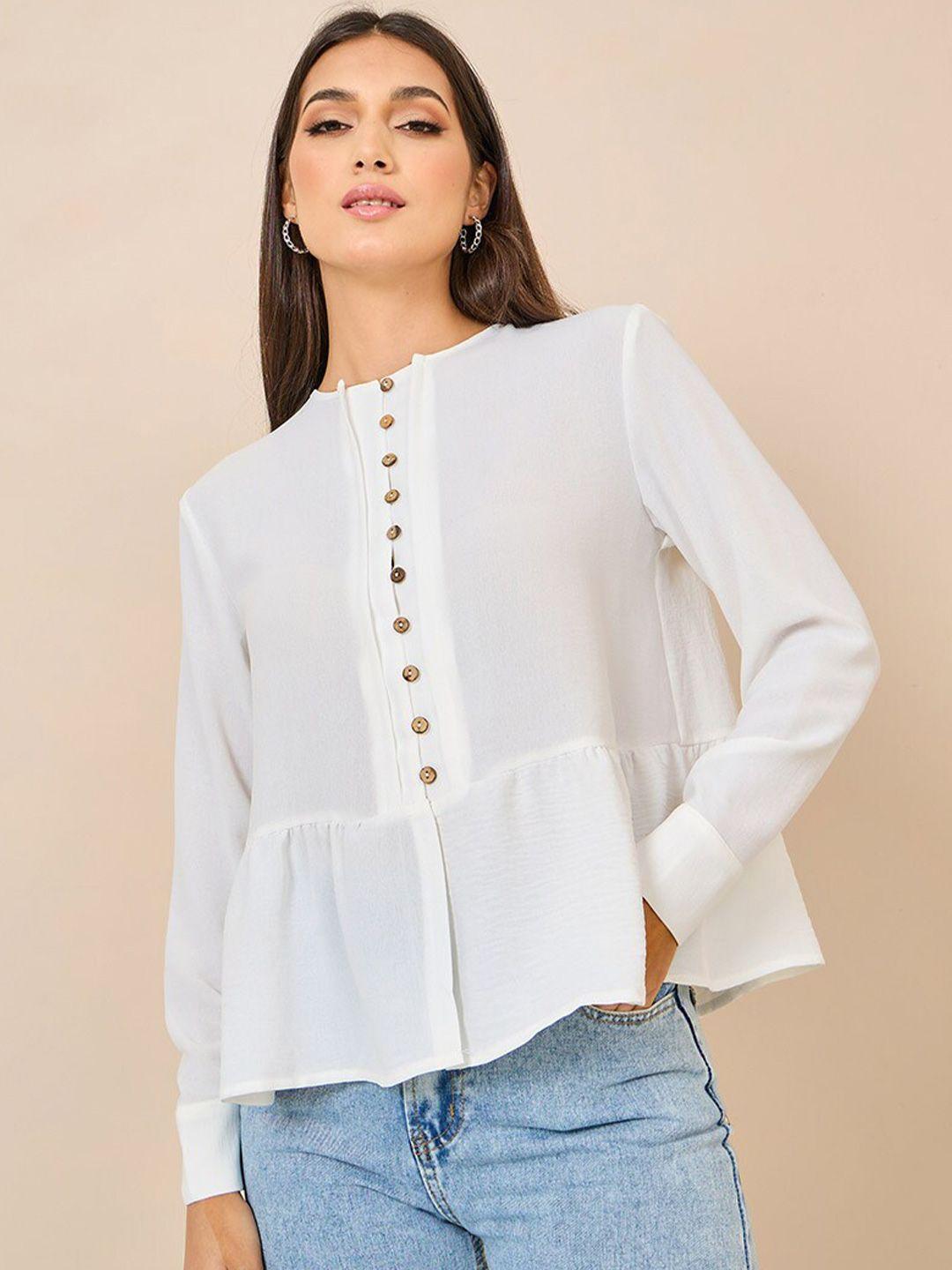 styli cuffed sleeves peplum top