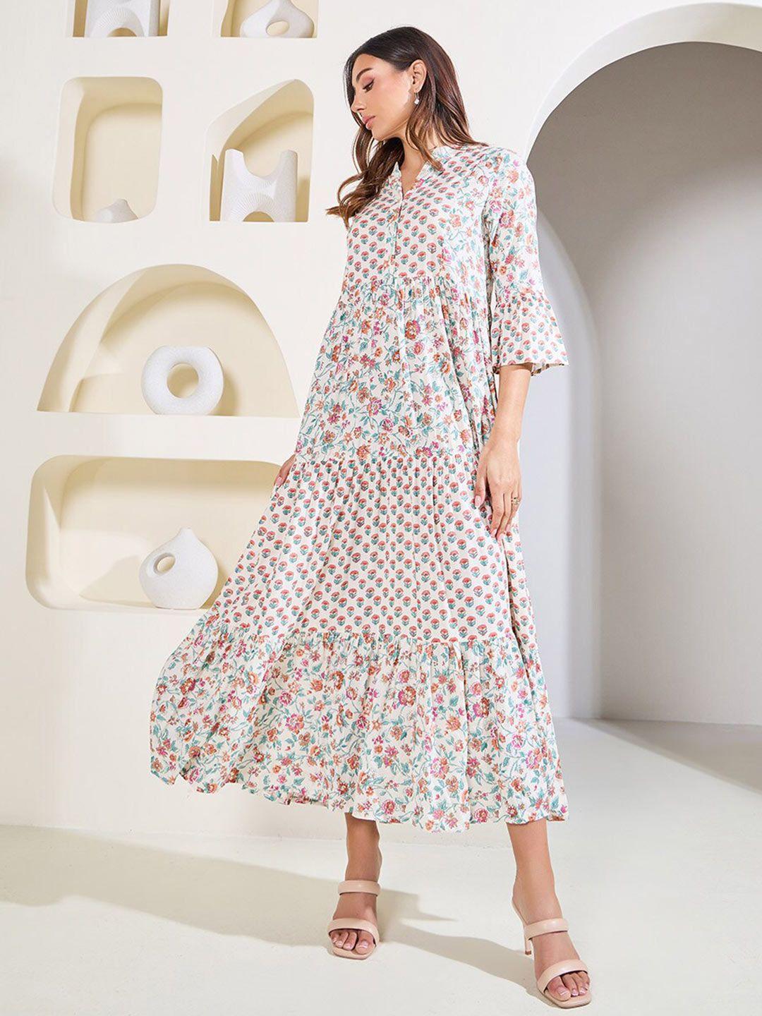 styli floral print a-line midi dress